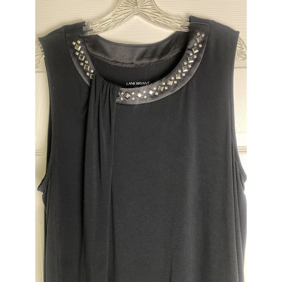 Lane Bryant Sleeveless Asymmetrical Black Tunic Top Size 18/20 Studded Stretchy - Picture 3 of 7